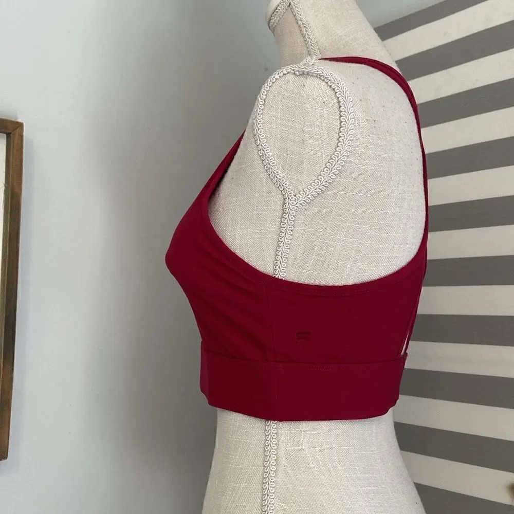 Fabletics Maroon Red Crossback High Neck Sports Bra Size XXS